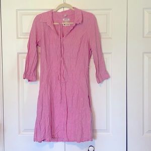Linen pink pinstripe dress